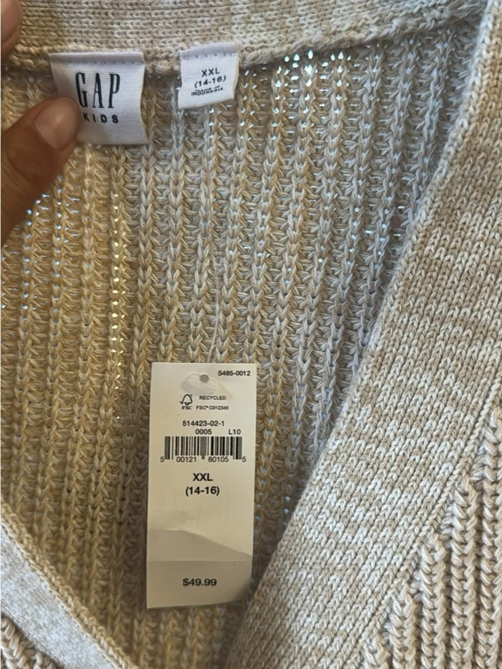 GAP Neutral Beige Button-Front Knit Cardigan#171